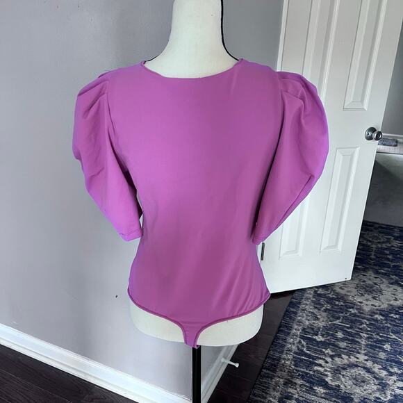 Intimately Free People Bodysuit Womens L Va Va Voop V Neck Short Puff Sleeve Top - Picture 4 of 5